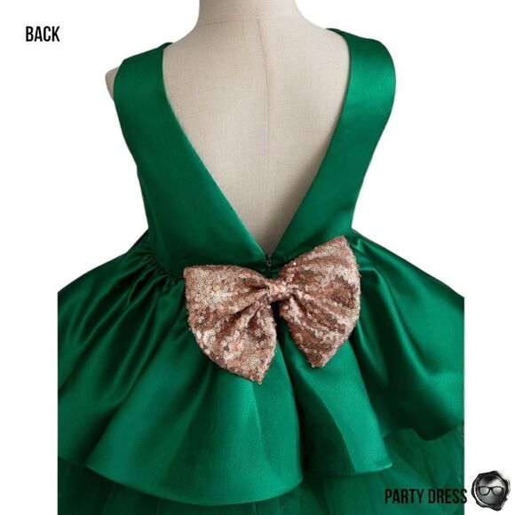 NOELLE LAYERED SATIN & TULLE TODDLER PARTY HOLIDAY DRESS EMERALD GREEN 1-2 YEARS - Picture 11 of 16